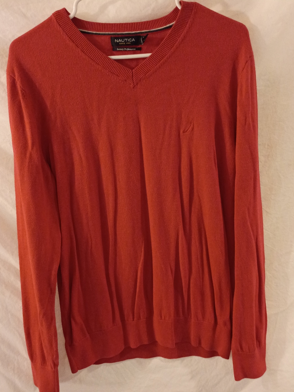 Nautica Men's V-Neck Sweater in Burnt Orange